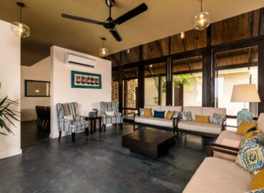 A lobby area of Inidi Leisure luxury beach villa in Sri Lanka.